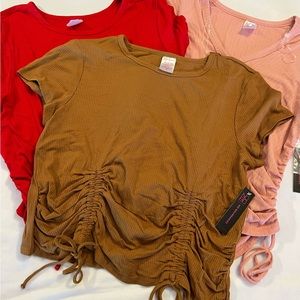 3 NEW Womens Shirts No Boundaries XXL XL Pink Brown Red Plus Size Juniors Tops